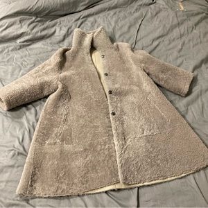 Reversible Teddy Coat for women, size S, lambskin leather + 100% wool fleece